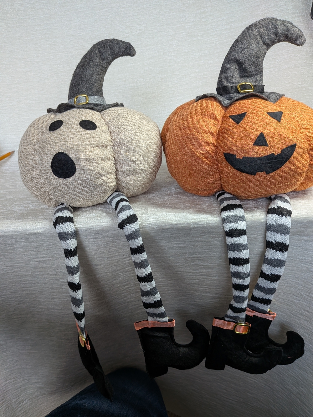 Halloween Pumpkin and Ghost Plushes- Shelf Sitters Fireplace mantel Decor